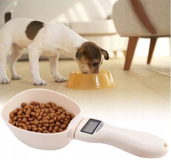 ŁYŻKA Z MIARKĄ WAGĄ łopatka do karmy dla psa kota z wyświetlaczem LCD 800g