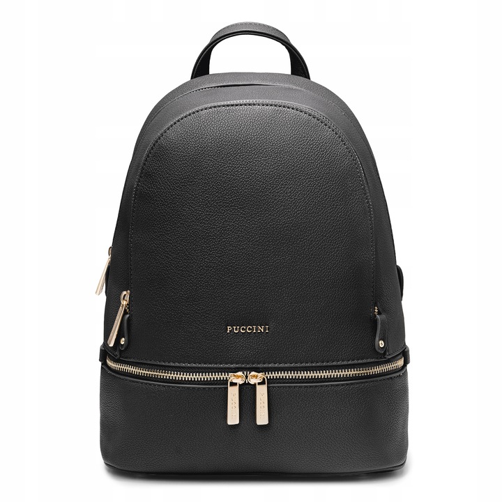 Plecak Dwukomorowy Damski PUCCINI Ze Skóry Ekologicznej Czarny