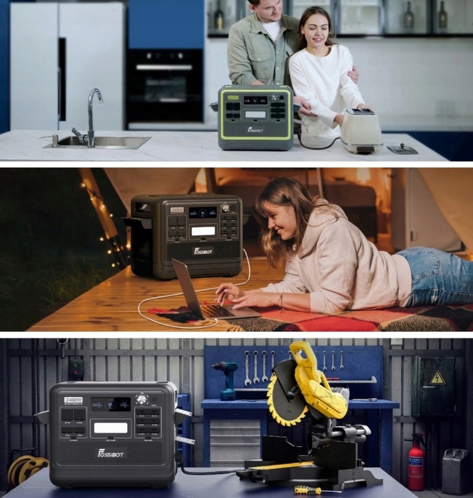 Fossibot przenośna stacja zasilania 2048Wh 2400W-4800W Aplikacja elektrowni