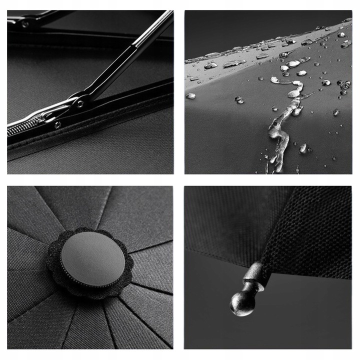 PARASOLKA AUTOMATYCZNA Z LATARKĄ LED PARASOL SKŁADANY PEŁEN AUTOMAT CZARNY