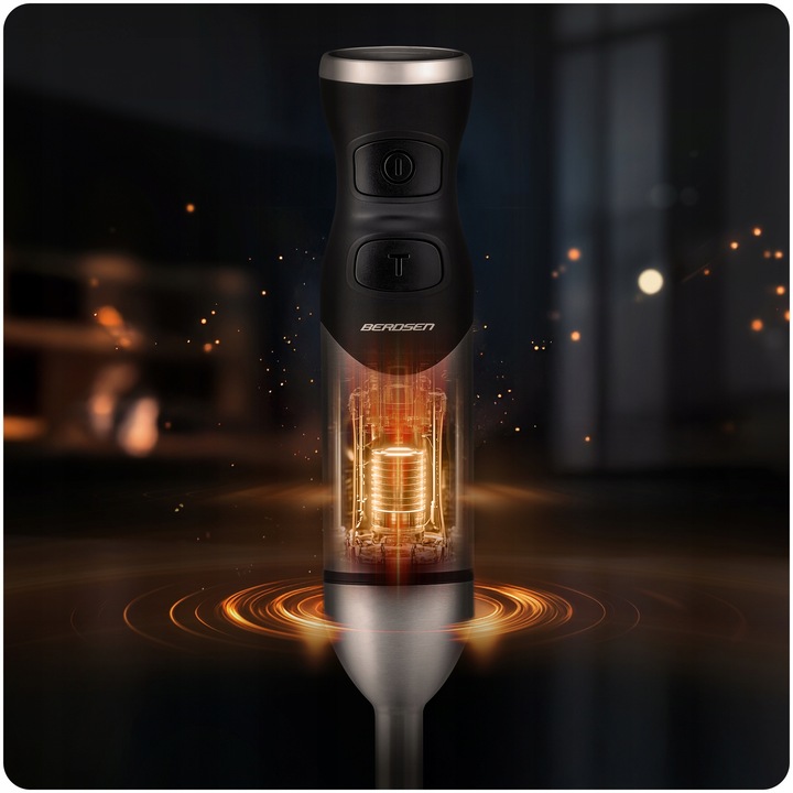 Blender ręczny 1500W czarny Berdsen tytanowe ostrza wielofunkcyjny 6w1