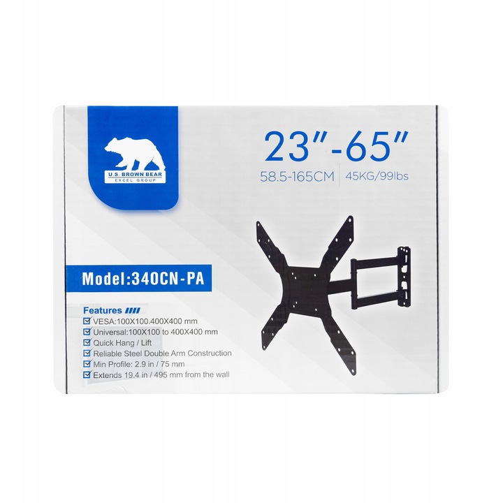 EXTRA MOCNY OBROTOWY UCHWYT do TELEWIZORA WIESZAK TV 23-65 CALI - WYSIĘGNIK