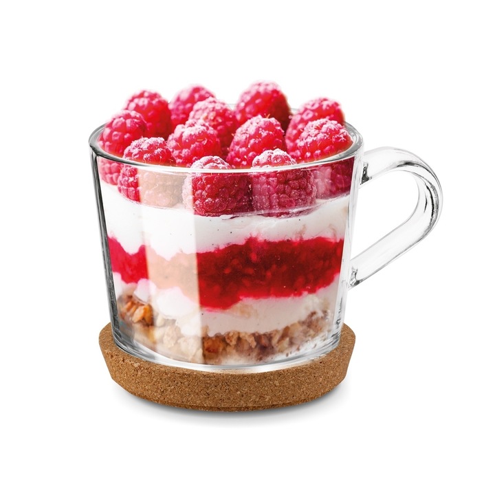 Zestaw KUBKI Szklane SZKLANKI do KAWY i HERBATY z UCHEM Tadar Sue 6x450 ml