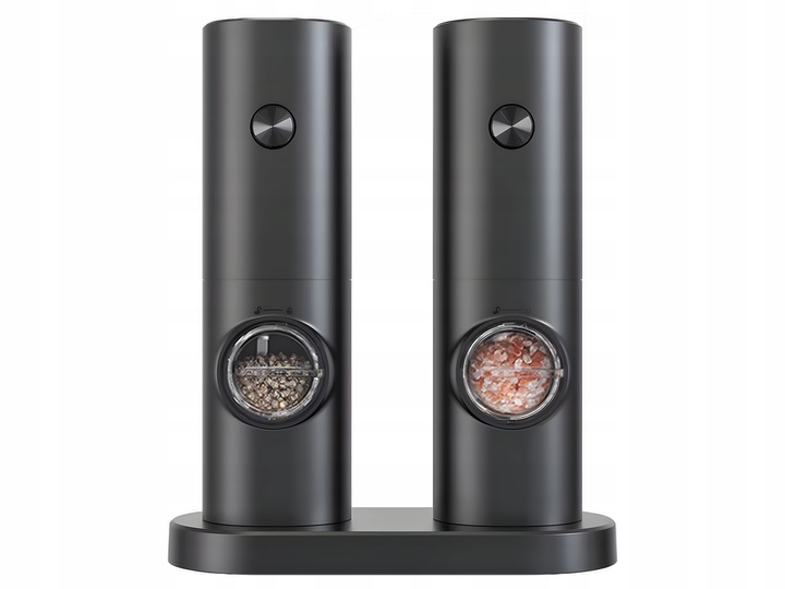 Zestaw 2 Młynków Elektrycznych do przypraw z podstawką Młynek do