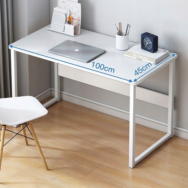 BIURKO KOMPUTEROWE STOLIK LOFT BIAŁE MŁODZIEŻOWE Z PÓŁKĄ NOWOCZESNE