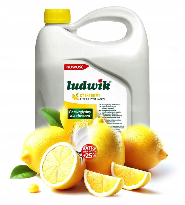 Płyn do mycia naczyń zapas cytrynowy 5L ORYGINAŁ Ludwik wydajny koncentrat