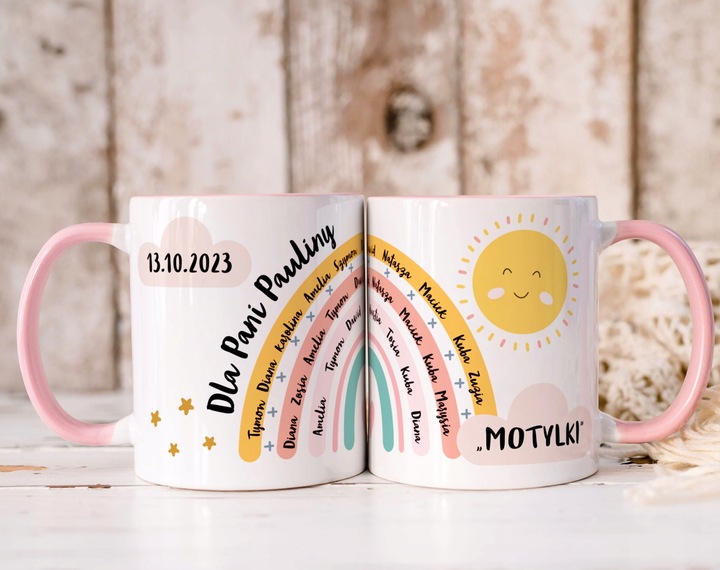 prezent dzień NAUCZYCIELA PRZEDSZKOLANKI WYCHOWAWCY kubek z imionami