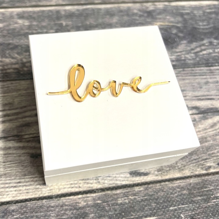 PUDEŁKO na Obrączki na Ślub BIAŁE + ZŁOTE dekory