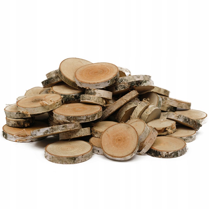 Plastry drewniane, plaster drewna, 3-9 cm - 1 kg wysuszone krążki brzozowe
