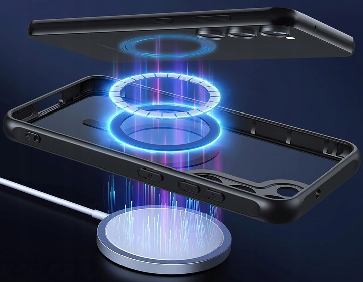 Etui do SAMSUNG S23 5G do MagSafe CZARNY MAT Szkło z czytnikiem linii