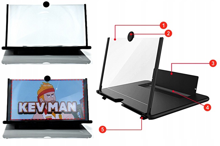 EKRAN POWIEKSZAJĄCY do TELEFONU DO 12 CALI Powiększacz z uchwytem WEBSKI