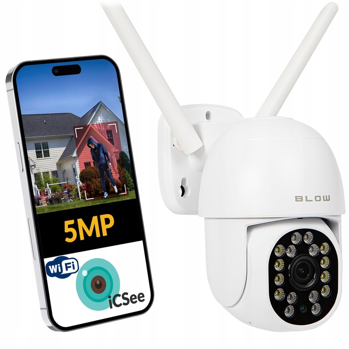 ZEWNĘTRZNA OBROTOWA KAMERA BLOW WIFI IP 5MP ULTRA HD AUDIO IP66 ICSEE ZOOM