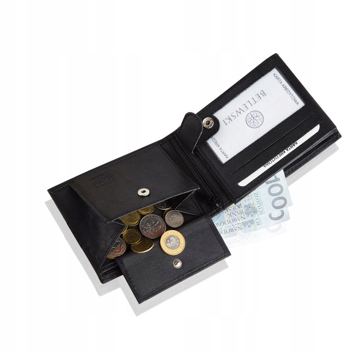 BETLEWSKI Portfel męski skórzany z przegródkami miejsce na zdjęcie