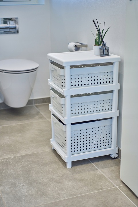 Szafka mobilna na kółkach łazienkowa z koszykami wysuwanymi regał kuchenny