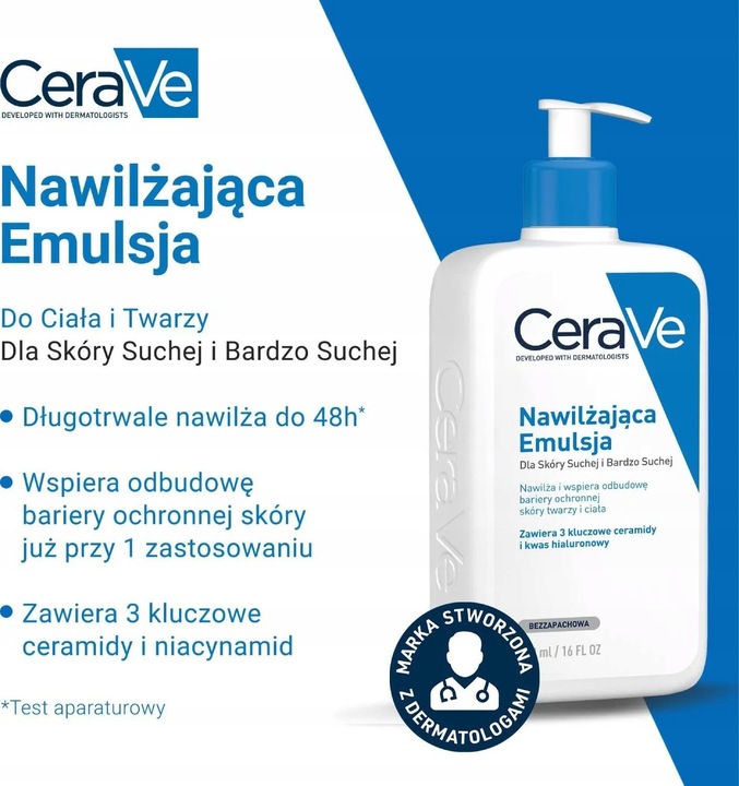 CeraVe Nawilżająca Emulsja do Twarzy i Ciała 236 ml do skóry suchej