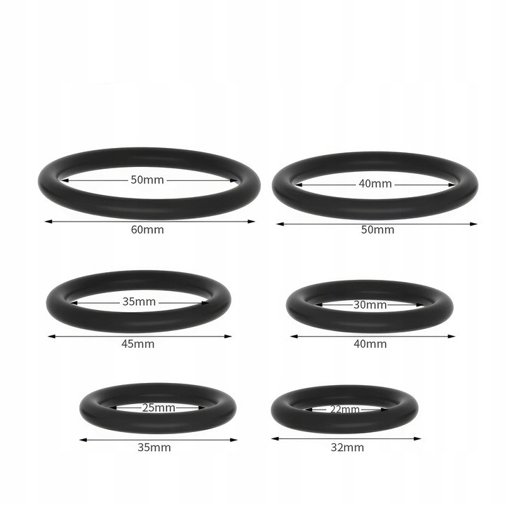 PIERŚCIENIE EREKCYJNE NA PENISA ZESTAW RING 6 SZT PRZEDŁUŻONY STOSUNEK