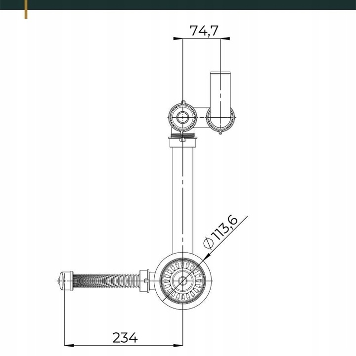 SYFON do ZLEWU jednokomorowego ZLEWOZMYWAKA kuchennego MANUALNY przyscienny