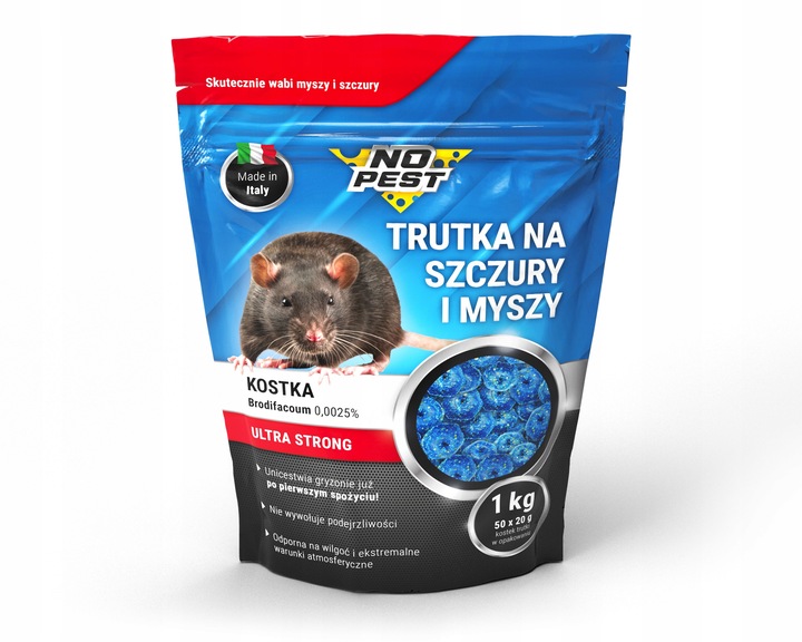 ULTRA MOCNA KOSTKA TRUTKA NA SZCZURY I MYSZY NO PEST BRODIFAKUM 1KG