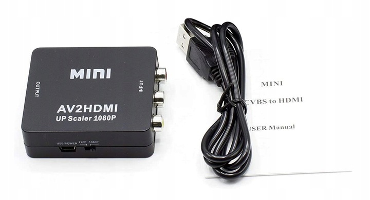 ADAPTER AV RCA DO HDMI KONWERTER CINCH CVBS 1080P RCA - HDMI