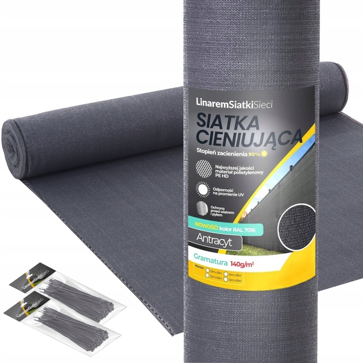 SIATKA CIENIUJĄCA 1,2x50m MASKUJĄCA 90% OSŁONA MATA NA OGRODZENIE PŁOT +UV