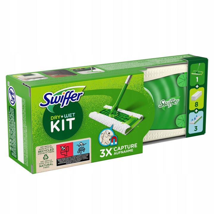 Swiffer Mop płaski zestaw startowy 11 wkładów ( 8 suchych 3 mokre)