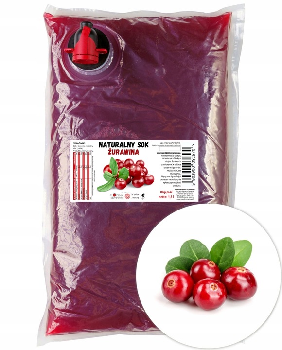 Sok z żurawiny 100% żurawinowy tłoczony 1,5L