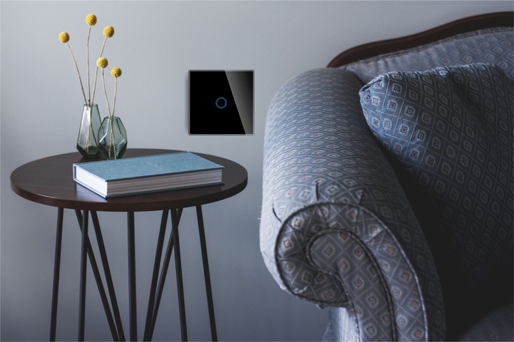 WŁĄCZNIK ŚWIATŁA SZKLANY DOTYKOWY POJEDYNCZY SCHODOWY KRZYŻOWY NA KABEL LED