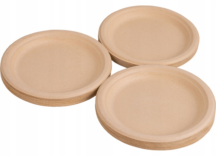 Talerze jednorazowe z trzciny cukrowej LEPSZE NIŻ PAPIEROWE 50 szt. Ø 26 cm