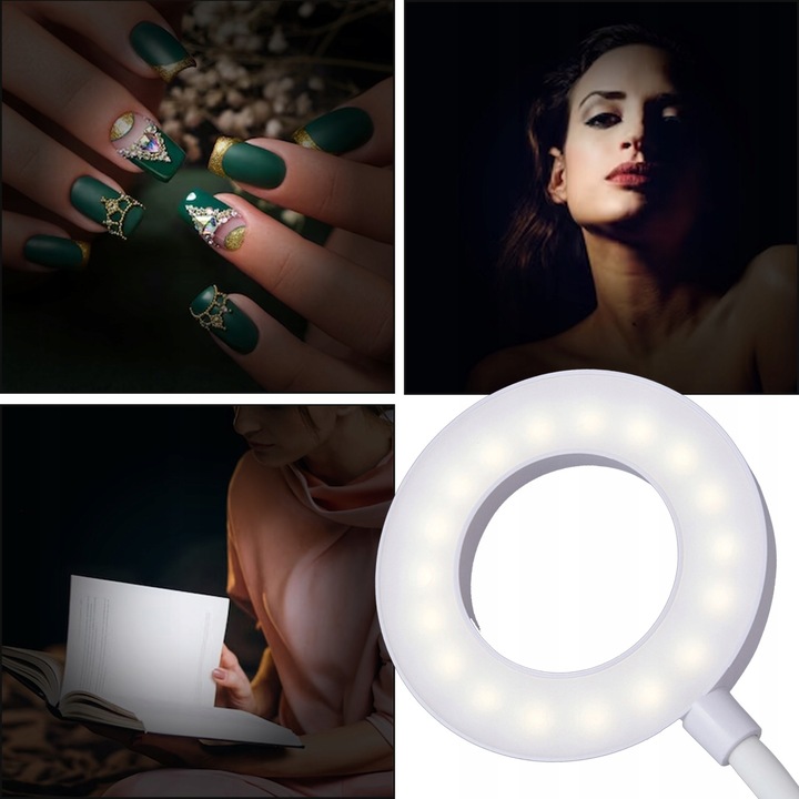 LAMPKA LED RING BIURKOWA KOSMETYCZNA KLIPSEM KLIPS