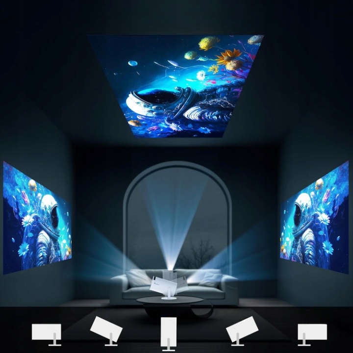 MINI PROJEKTOR SMART RZUTNIK FULL HD Z GŁOŚNIKIEM ANDROID TV WIFI BLUETOOTH