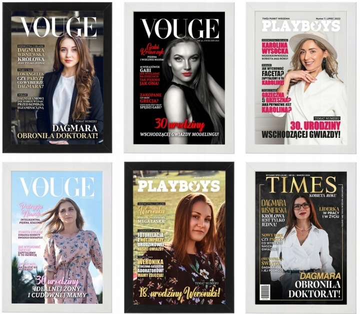 PREZENT na 18, 20, 30, 40, 50, 60 urodziny - OKŁADKA gazety + RAMKA A3