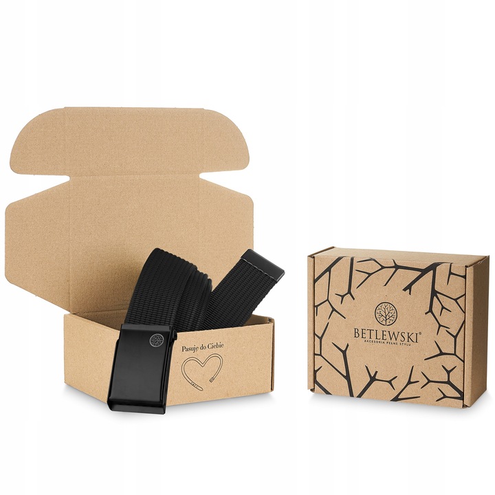 BETLEWSKI pasek męski parciany materiałowy do spodni jeansów pas