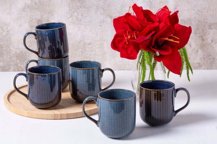 Zestaw KUBKÓW do kawy Kubki Altom Design Reactive Stripes 400 ml 6