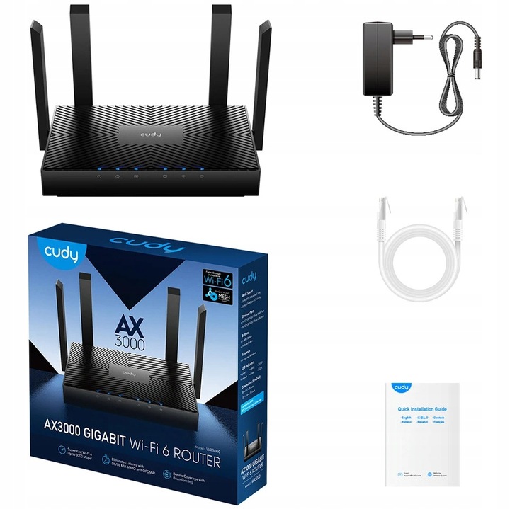 ULTRA SZYBKI WYDAJNY Router Wi-Fi WR3000 Cudy AX3000 GIGABIT DUALBAND MESH