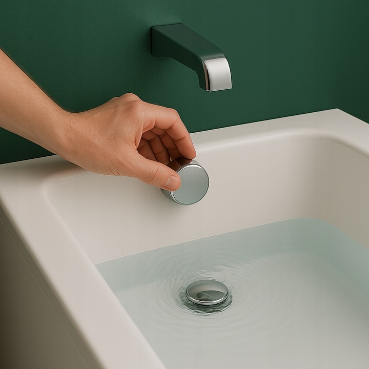 Automatyczny syfon wannowy na pokrętło CHROM czyszczony od góry obrotowy