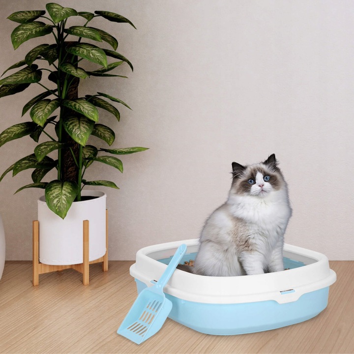 DUŻA KUWETA DLA KOTA Z RAMKĄ 40x33cm TOALETA OTWARTA NA ŻWIREK XL + ŁOPATKA