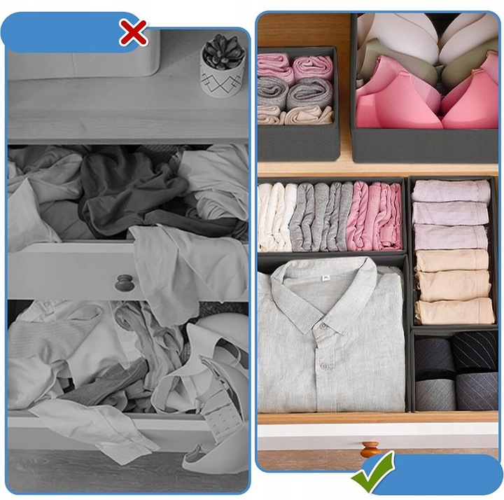 ORGANIZER NA BIELIZNĘ SKARPETKI DO SZUFLADY SZAFY ZESTAW POJEMNIK 6