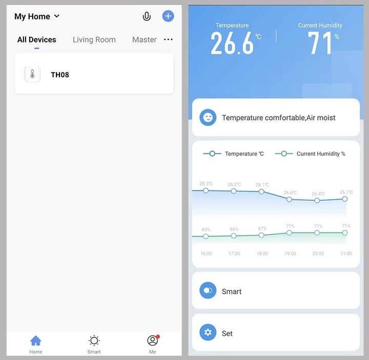 Termometr Czujnik Temperatury Wilgotności i Zegar TUYA SMART LIFE WIFI LCD
