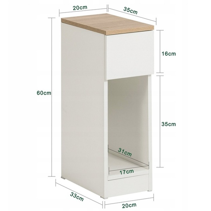 SZAFKA NOCNA WĄSKA Z SZUFLADĄ STOLIK Z PÓŁKĄ NOWOCZESNY LOFT SYPIALNI