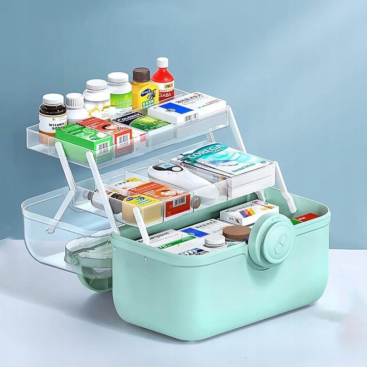 ORGANIZER NA LEKI POJEMNIK ZAMYKANY PUDEŁKO KASETKA APTECZKA 34x23x22 cm XL