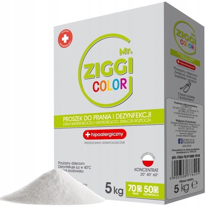 MR ZIGGI KOLOR HIPOALERGICZNY POLSKI proszek do prania i dezynfekcji