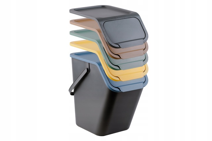 3x Kosz na Śmieci Pojemnik do Segregacji Odpadów do Kuchni BINI 25L +Filtry