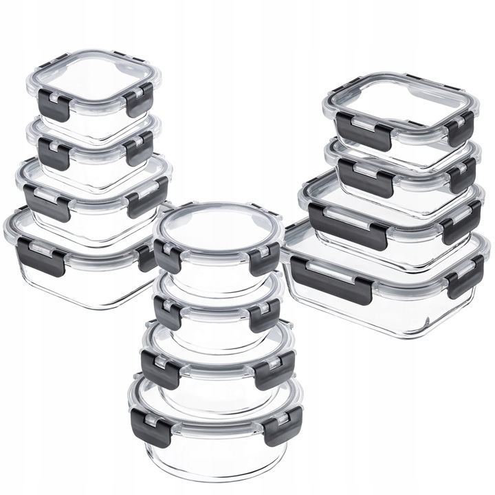 POJEMNIKI NA ŻYWNOŚĆ SZKLANY ZESTAW POJEMNIKÓW SZKLANE PUDEŁKO