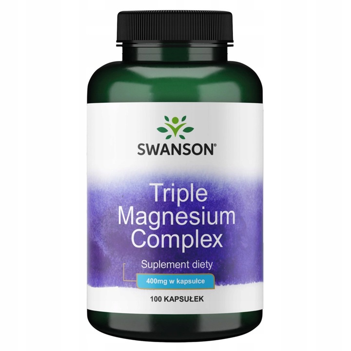 Swanson MAGNEZ Triple MAGNESIUM COMPLEX 400 mg 100 kap SKURCZE mięśni SERCE