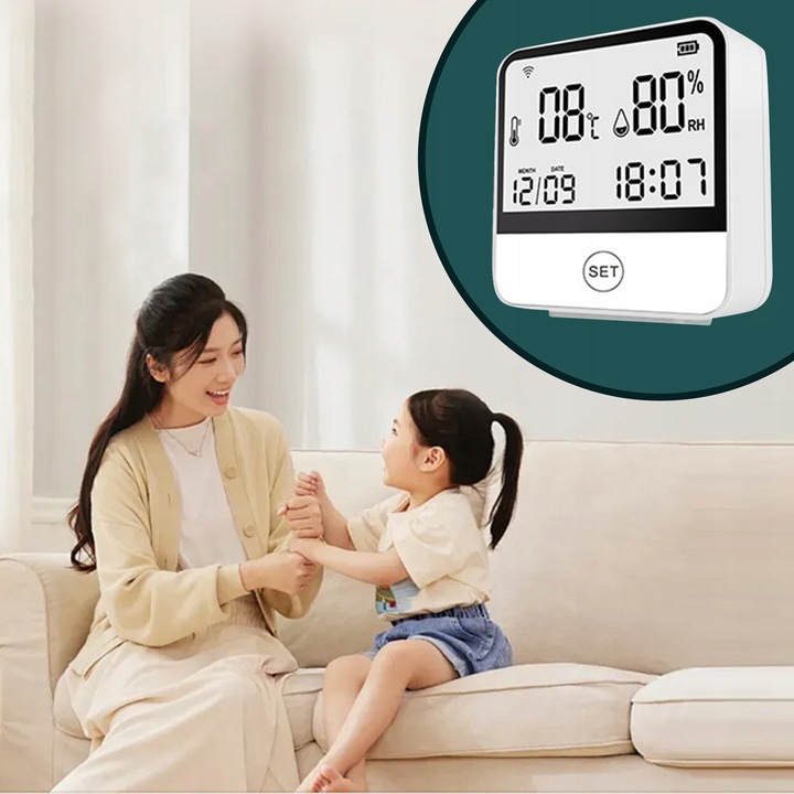 Stacja pogodowa WiFi Termometr Higrometr ZDALNY DOSTĘP Zegar Aplikacja