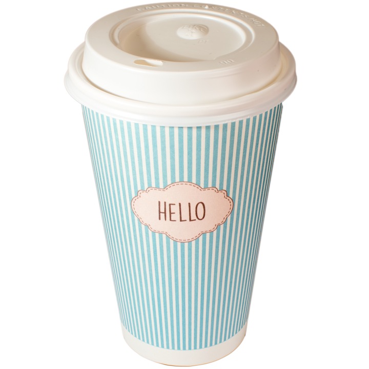 Kubki papierowe do kawy 400 ml SUP Pastele + wieczka – zestaw 100 sztuk