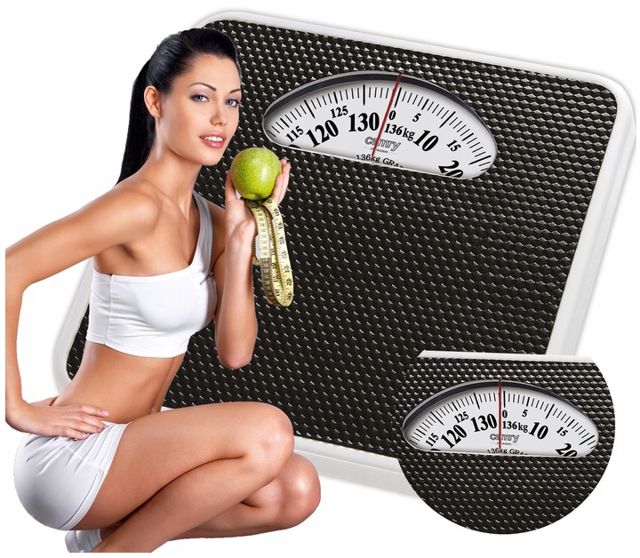 Klasyczna Waga Łazienkowa Mechaniczna Czarna Analogowa 136kg Prosta Obsługa