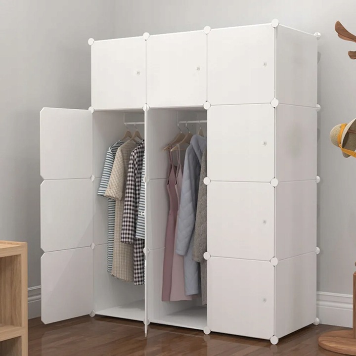 SZAFA MODUŁOWA GARDEROBA SZAFKA REGAŁ PÓŁKA BIAŁA NA UBRANIA POJEMNA
