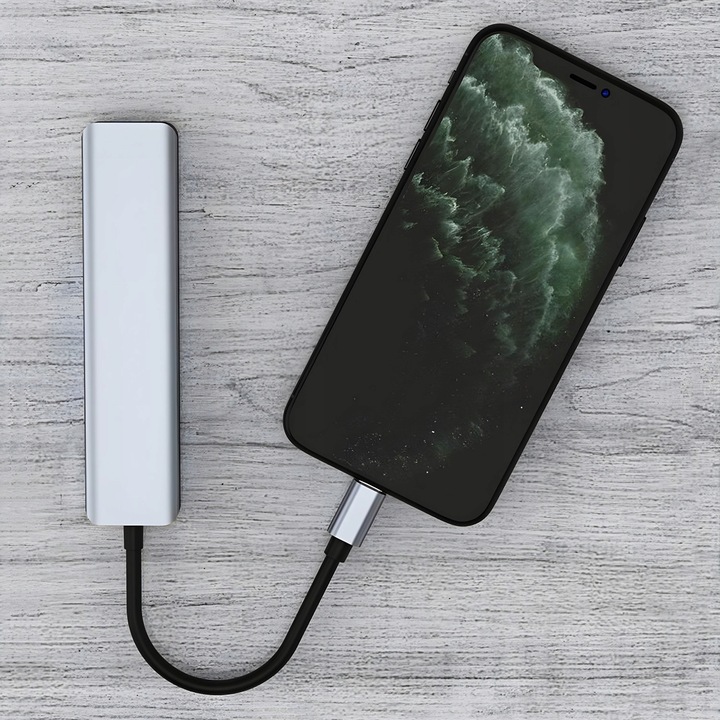 HUB ADAPTER ROZDZIELACZ USB-C 7W1 HDMI USB C 3.0 KART SD MICRO 100W 4K