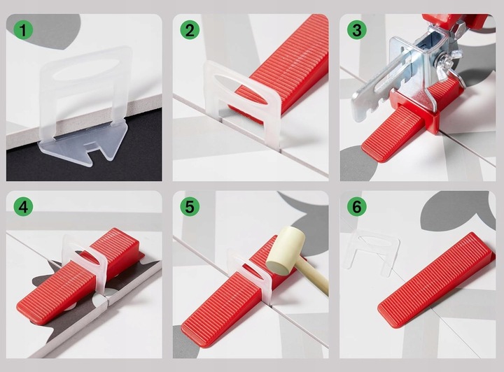 MOCNY ZESTAW SYSTEM POZIOMOWANIA PŁYTEK KLIPSY KLINY SZCZYPCE 2mm